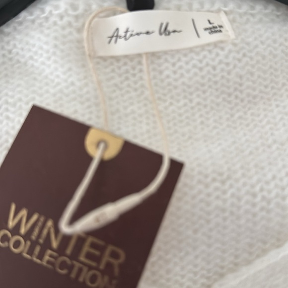 White V-Neck Knit Sweater | Criss-Cross Detail | Size L NWT - Picture 7 of 7